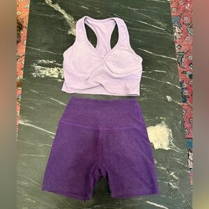 Beyond Yoga Purple Monochrome Spacedye Shorts Set